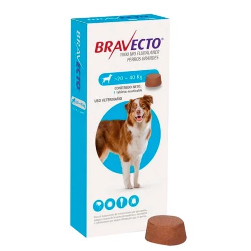 BRAVECTO AZUL 2 Bravecto Para Perro De 20 A 40 Kg Antipulgas y Garrapatas 1000 Mg